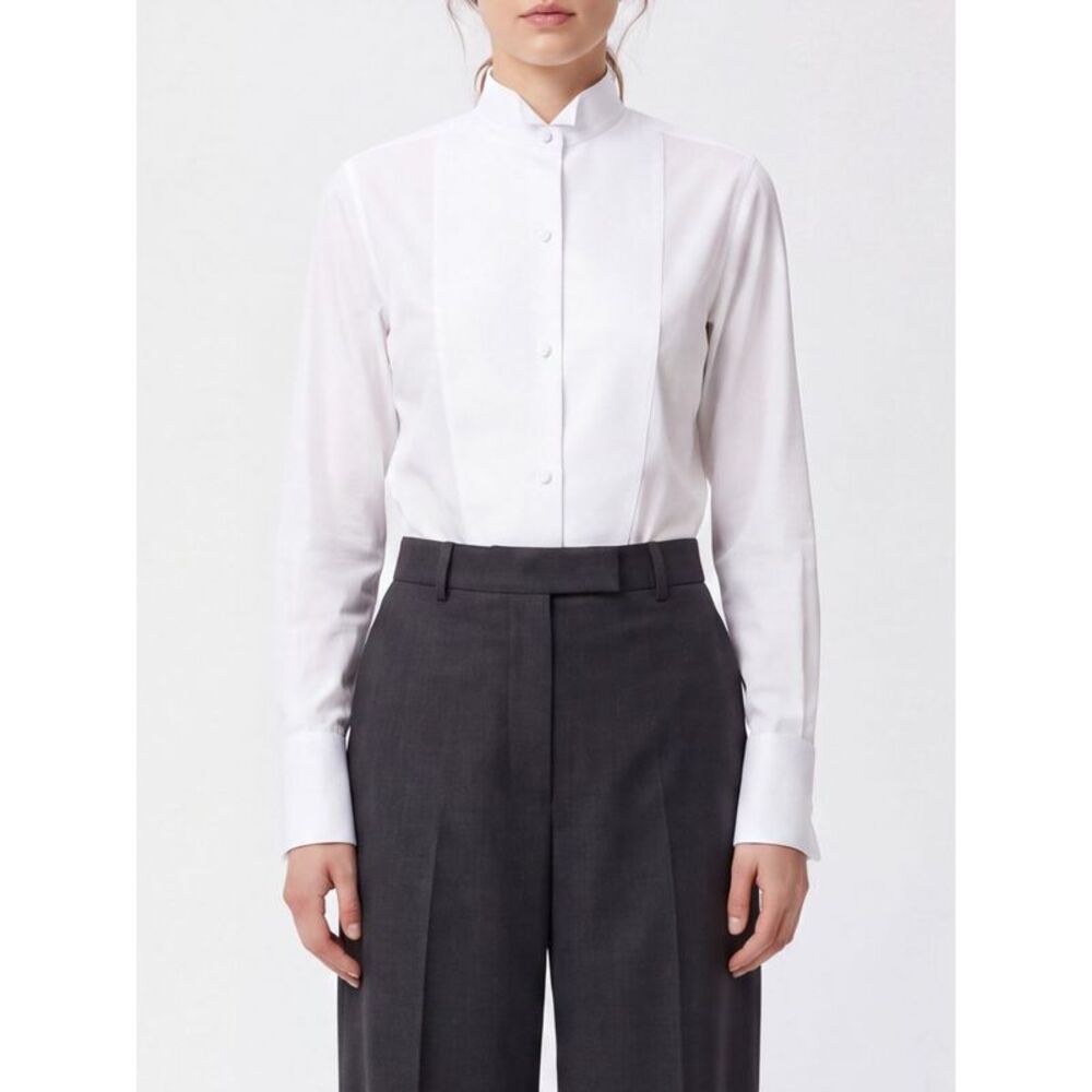 Tom Ford Women Tom Ford Cotton Tuxedo Shirt With Plastron And Wing Collar
